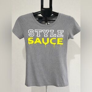 Next Level Apparel Gray Tee with Neon Yellow Graphic size small